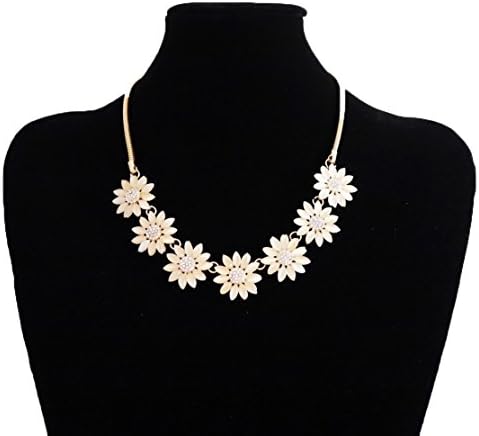 Kai White Orchid's Fashion Necklace Bib Choker Statement Flowers Design (Gold)