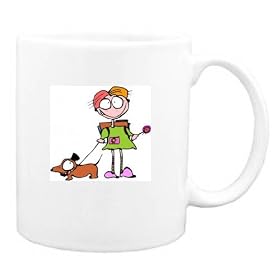 Mug with backpack, dog, leash, flower, collar
