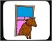 Decorated Mouse Pad with dog, window, brown, pet, collar
