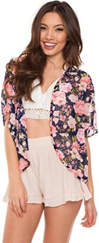 OVERMAL Women Shawl Cover up Short Kimono Loose Cardigan (S)