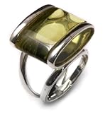 Sterling Silver Caribbean Amber Rectangular Ring