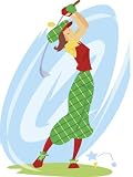 Woman Swinging Golf Club Photographic Poster Print, 12x16