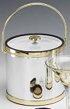 Review Kraftware  / Kraftware 76464 Mylar Brushed Chrome and Brass 3 Quart Ice Bucket with Bale Handle, Lucite Cover with Flat Knob