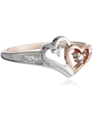 14k Two-Tone Rose and White Gold Diamond Heart Ring (1/10 cttw, H-I Color, I2-I3 Clarity)