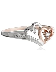 14k Two-Tone Rose and White Gold Diamond Heart Ring (1/10 cttw, H-I Color, I2-I3 Clarity)