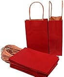 Creative Hobbies&reg; Medium Size Paper Gift Handle Bags Approx. 8" x 4.5" x 10.5" Size, Deep Red. Pack of 24