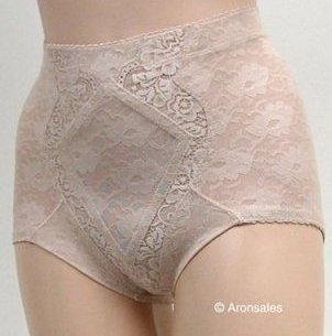 Art-Beau 2 PK LITE BROWN JACQUARD SHORT GIRDLE #1050 sz S M L