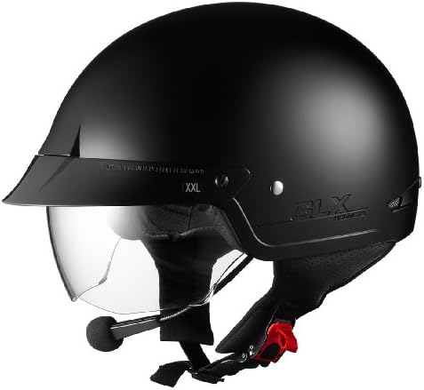 Sniper M14 Bluetooth Half Helmet with Retractable Shield (Gloss Black, Medium)