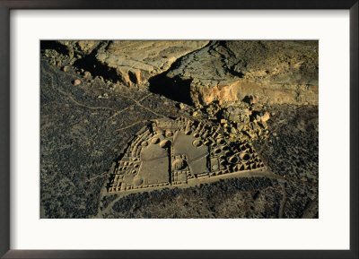 Aerial View of the Ruins, Chaco Culture National Historical Park, USA Framed Photographic Poster Print by Jim Wark, 29x21