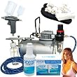 Complete Professional Turbo Tan Airbrush Sunless Tanning System with both a Single-Action Suction Feed Airbrush and a Trigger Style Gravity Feed Airbrush Gun plus a Pint of 8.5% DHA Solution with Medium Bronzer, a 4 Solution Variety Pack (1 Pint Total), and an Accessories Kit