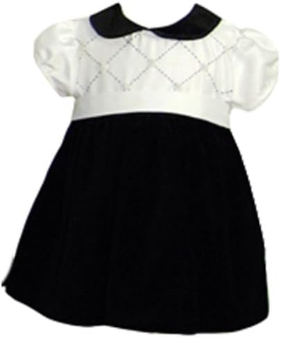 Black Ivory Girls 12M Quilted Stitch Velvet Christmas Occasion Dress