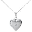 Sterling Silver Diamond Accented Children's Heart Locket, 15"