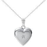 Sterling Silver Diamond Accented Children's Heart Locket, 15