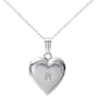 Sterling Silver Diamond Accented Children's Heart Locket, 15"