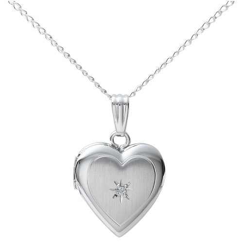 Childrens Toyshop  Jewelry : Sterling Silver Diamond Accented Children's Heart Locket, 15"