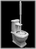 White Ceramic Toilet Shaped Bathroom Brush Holder / NEW