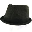 New Herringbone Upturn Brim Fedora Trilby Hat Black Medium Large
