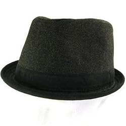 New Herringbone Upturn Brim Fedora Trilby Hat Black Large Extra Large