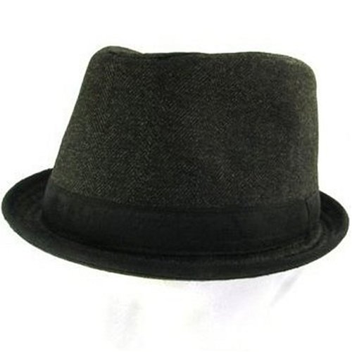 New Herringbone Upturn Brim Fedora Trilby Hat Black Large Extra Large