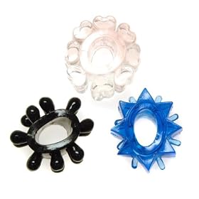 Super Stretchy Erection Maker Silicone Black and Blue Cock Ring 3 Pack