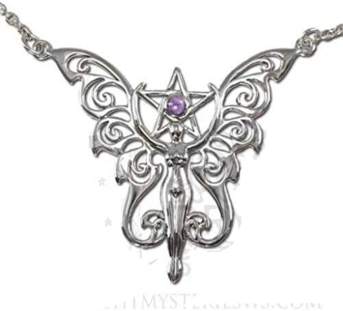 Celtic Fairy Pentacle Necklace Sterling Silver Dryad Design Faery Magick w/ Amethyst