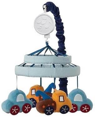 Light And Dark Blue Car W/ Red Wheels Tow Truck Musical Baby Boy Crib Mobile