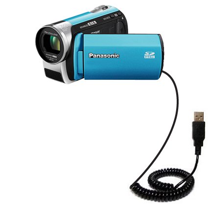 Coiled USB Cable for the Panasonic SDR-S25 Video Camera with Power Hot Sync and Charge capabilities - uses Gomadic TipExchange Technology