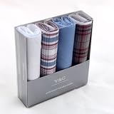 Y & G 4-er Set Hankies Set G&uuml;nstige Geschenk f&uuml;r M&auml;nner mit Geschenkbox blau wei&szlig; MH1019
