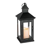 Everlasting Glow Indoor Outdoor Flameless Candle Lantern with Timer, Bisque, 8-1/2 by 14-1/2-Inch