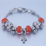Pugster Beads Dangle Cross Murano Glass Bracelet Fits Pandora Chamilia Biagi Charm