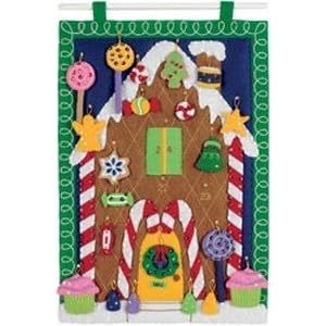 Gingerbread House Advent Calendar Felt Applique Kit - 12