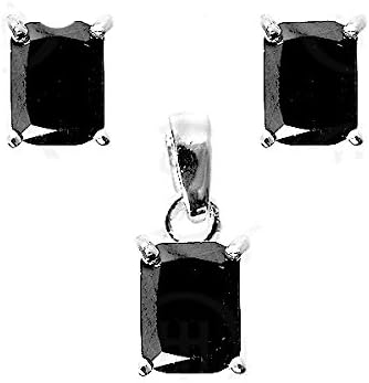 Sterling Silver CZ Stud Earrings Set - Black (PS-1008-B)