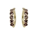 10k Yellow Gold Smokey Quartz 5 Stone Hoop Earrings
