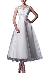 Beaded Organza Short Tea Length Bridesmaid Dress 