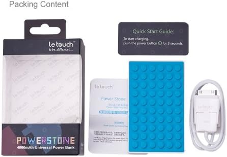 le touch USA Powerstone-W-BL Power Stone I Dual USB Universal Power Bank - Retail Packaging - White/Blue