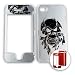 Apple iPhone 4 - 4S (AT&T/Verizon/Sprint) Transparent Design Black Skull Tatoo on Silver iPhone 4 Hard Case/Cover/Faceplate/Snap On/Housing/Protector