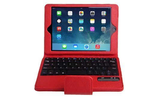 iPad Mini 3 & 2 & 1 Bluetooth Keyboard Case, QQ-TechÂ® Newest Removable Wireless Bluetooth Keyboard Case Auto Sleep Wake for Apple iPad Mini 3rd Gen (2014) / New iPad Mini Retina Display / iPad Mini (iPad Mini 3 & 2 & 1, Red)