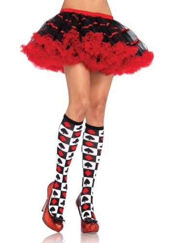 Wonderland acrylic knee highs O/S WHITE/RED/BLACK