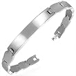 High Polished Mirror Finish ID Bracelet in Silver Stainless Steel (Suitable for a wrist measuring appx 7" to 7.75". Width: 7mm) Supplied in Gift Pouch