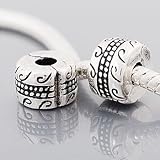 Antique Silver Hooks Design Clip Lock Stopper Bead Fits Pandora Troll Biagi Chamilia and Zable