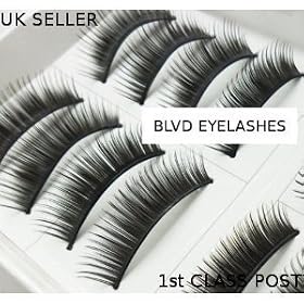 BOO003 -10 Pair Black Long HANDMADE Voluminous False Eyelash Eye lashes