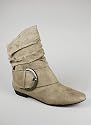 Slouchy Suede Buckled Ankle Boot