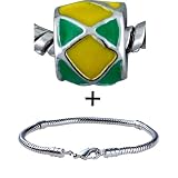 Green And Yellow Criss Celtic Cross European Beads Bracelet Fits Pandora Charms