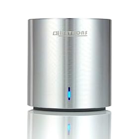 Lifetrons Mini Enceinte DrumBass III Solo Metal Argent HIFI, Rechargeable avec Pochette en Cuir (Possibilit� de Connecter Plusieurs Enceintes Ensemble)
