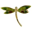 Gold Plated And Green Dragonfly Animal Pin Brooch