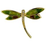 Gold Plated And Green Dragonfly Animal Pin Brooch
