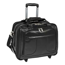 Hot Sale McKlein R Series CHICAGO Leather 17 Detachable-Wheeled Laptop-Overnight Case (Us Patent 6595334 - Black)