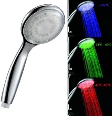 3 Colors Water Temperature 15 RGB LED Light Bathroom Shower Head