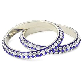 Chamak by priya kakkar 2 White and Blue Crystal Bangles