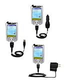 Deluxe Kit for the HP iPAQ h5150 h5450 h5455 Series includes a USB cable with Car and Wall Charger - uses Gomadic TipExchange Technology